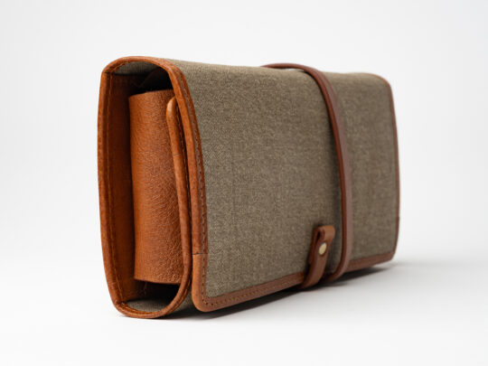 Passatore pipe folding pouch canvas+leather cognac - Image 2
