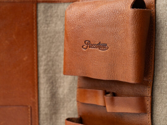 Passatore pipe folding pouch canvas+leather cognac - Image 6