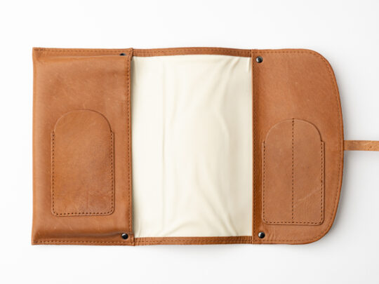 Genuine Leather Deluxe Rollup Pouch (Black or Brown) - Image 5